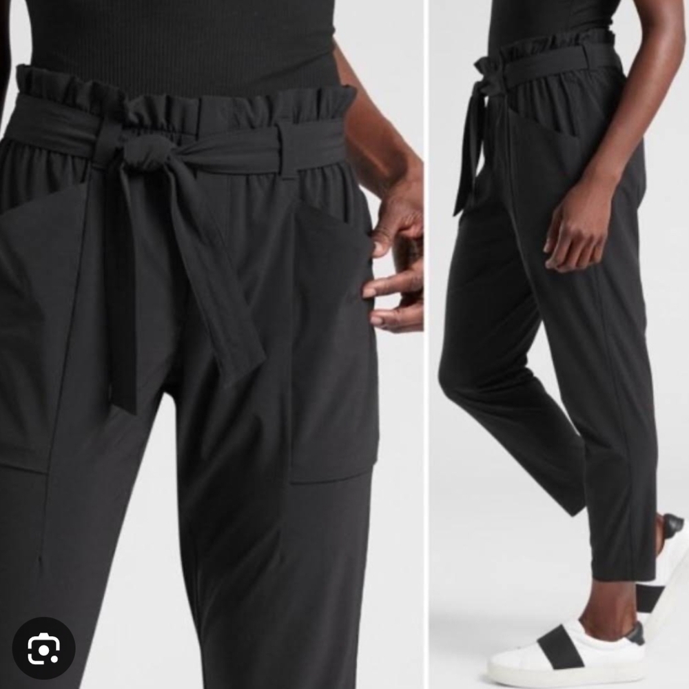 Athleta Black Ankle Tie-Waist Pants